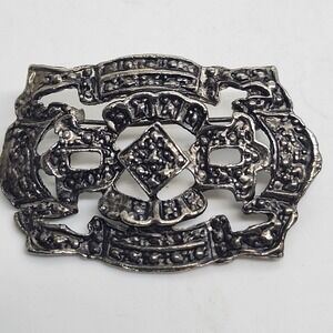 Vintage Antiqued‎ Silver Tone Buckle Style Brooch